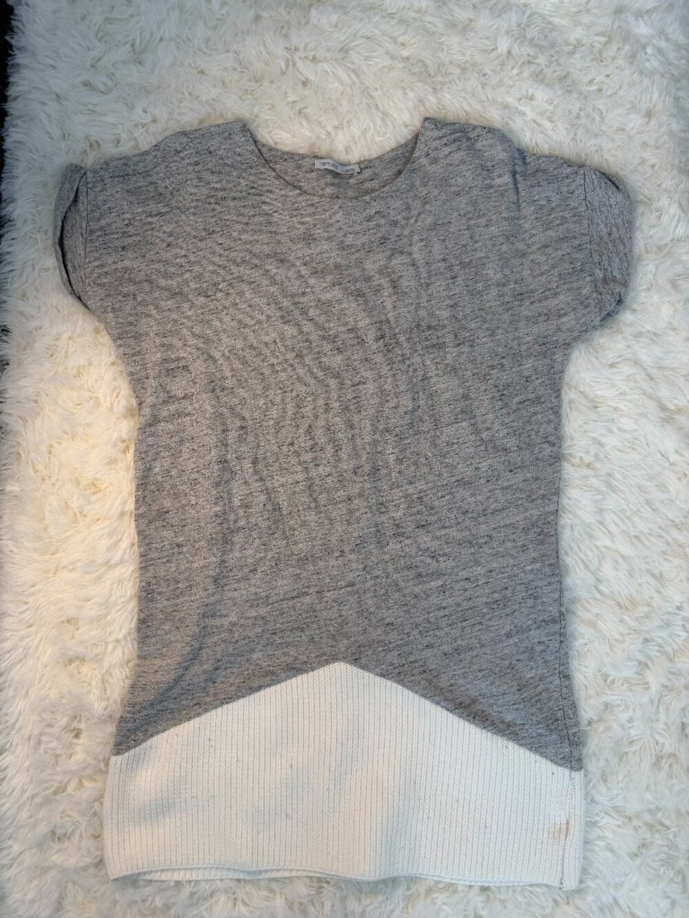 Zara W/B Collection Knitted Bottom Trim Shirt Dress Gray/Off-White